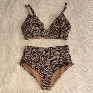 L*space Zebra-Print Bikini Set in Tan and Black